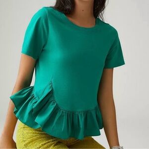 Maeve Anthropologie Green Peplum Flutter Sleeve Top
OPEN for OFFERS